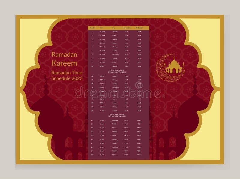 Ramadan Calendar Design 2023. Calendar Mockup Template, Islamic
