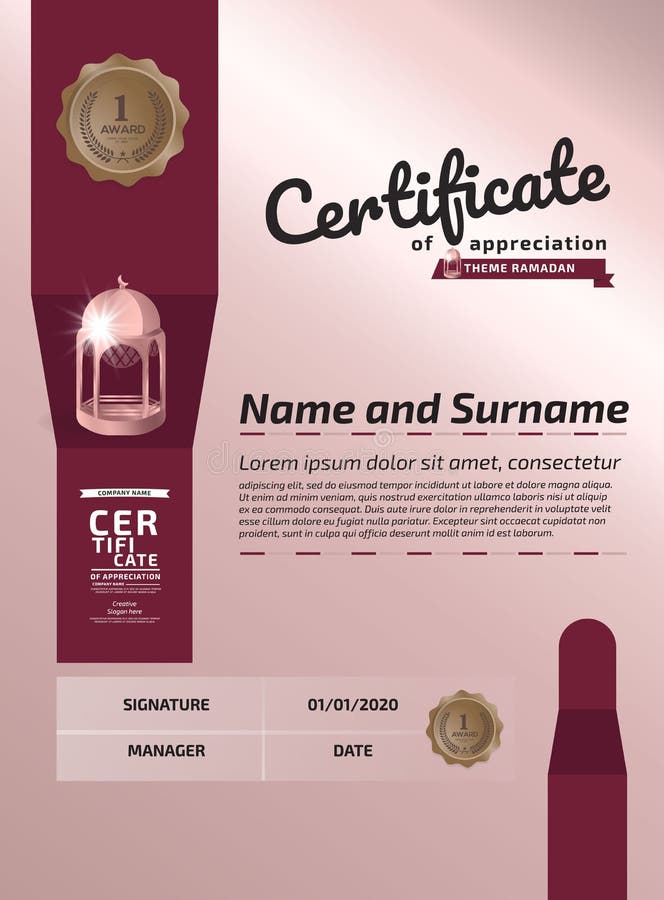 RAMADAN Certificate Of Appreciation Award-Malplaatje Illustratiecertificaat in A4-Groottepatroon royalty-vrije illustratie RAMADAN Certificate Of Appreciation Award-Malplaatje Illustratiecertificaat in A4-Groottepatroon royalty-vrije illustratie