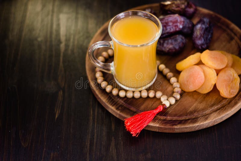 Ramadan Juice for Iftar Made from Fresh Apricots with Dried Apricots