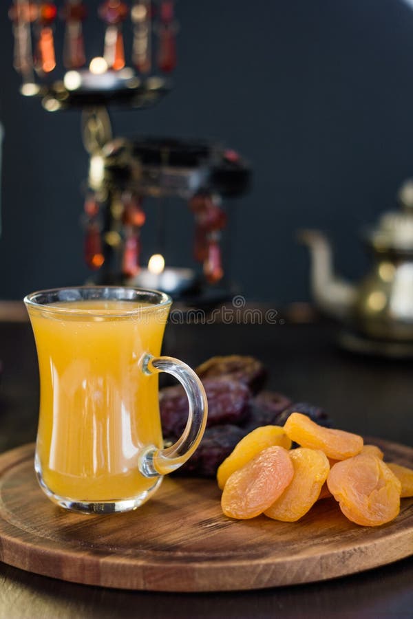 Ramadan Juice for Iftar Made from Fresh Apricots with Dried Apricots