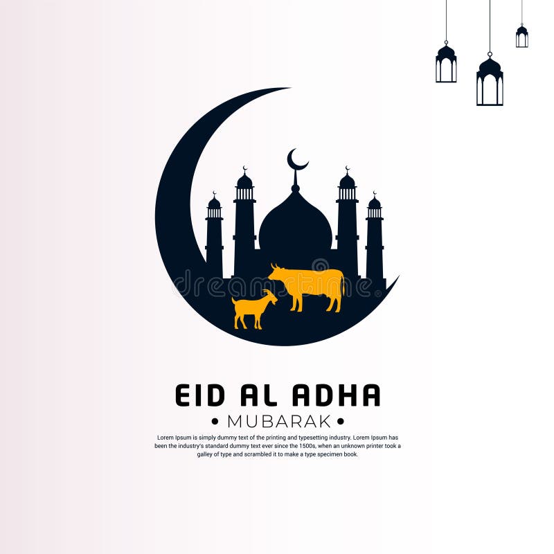 Happy Eid Al Adha Mubarak Islamic Background with Flat Style. Mubarak  Islamic Background Stock Vector - Illustration of holy, crescent: 191474121