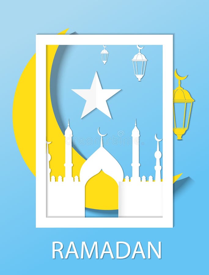 Ramadan kareem background. Paper cut vector illustration