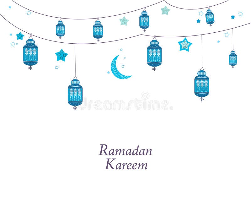 Ramadan Kareem con le lampade, le mezzaluna e le stelle blu Lanterna nera tradizionale del fondo del Ramadan royalty illustrazione gratis Ramadan Kareem con le lampade, le mezzaluna e le stelle blu Lanterna nera tradizionale del fondo del Ramadan royalty illustrazione gratis