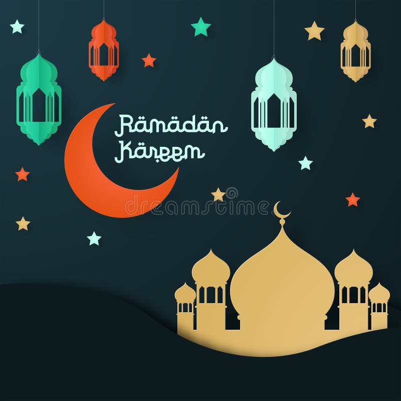 Ramadan-kareem Design-Hintergrundpapierkunst Auch im corel abgehobenen Betrag