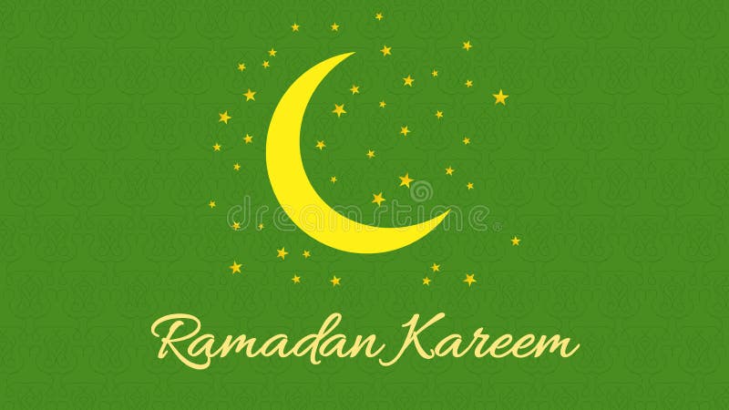 Ramadan Kareem Eastern Pattern Moon Stars Green Yellow Illustration