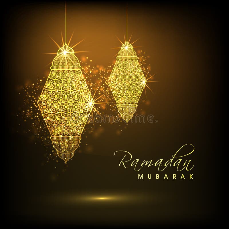 Ramadan Kareem-Feier mit goldenen arabischen Laternen stock abbildung Ramadan Kareem-Feier mit goldenen arabischen Laternen stock abbildung