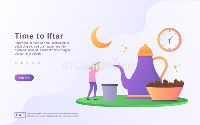 Ramadan Kareem Flat Design Concept People Are Waiting For 