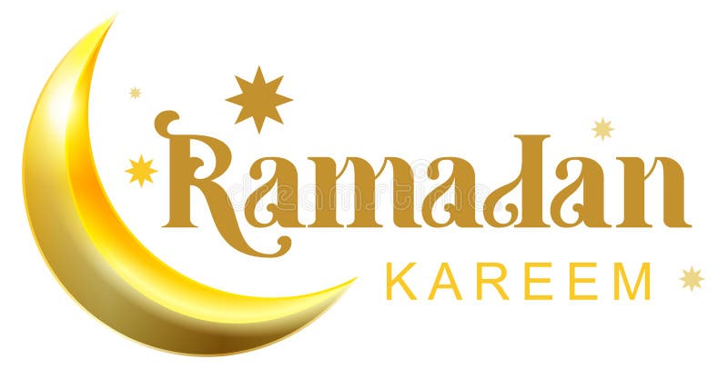 Ramadan kareem golden text och crescent för hälsningskort vektor illustrationer