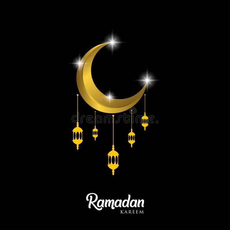 Ramadan Kareem Greeting Card Design. with Arabic Lanterns and Golden Ornate  Crescent Stock Vector - Illustration of glow, islam: 142740122