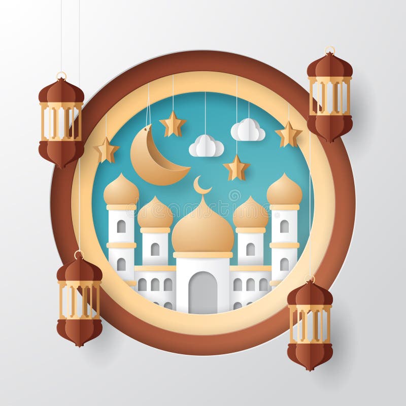 Ramadan-kareem Hintergrundillustration. Papierschnitt.