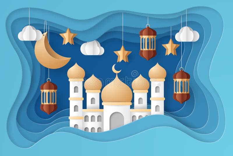 Ramadan-kareem Hintergrundillustration. Papierschnitt.