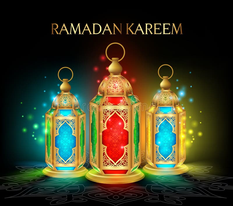 Elegante Lanterna ou Fanous para o Ramadão Karim ilustração do vetor