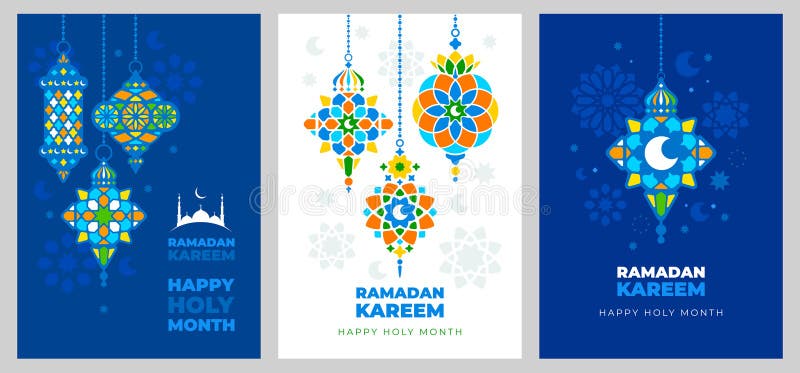 Ramadan Kareem Poster Mall-set royaltyfri illustrationer