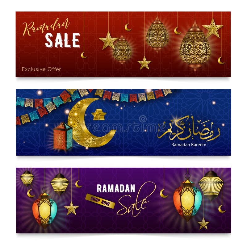 Ramadan Kareem Realistyczni sztandary royalty ilustracja Ramadan Kareem Realistyczni sztandary royalty ilustracja