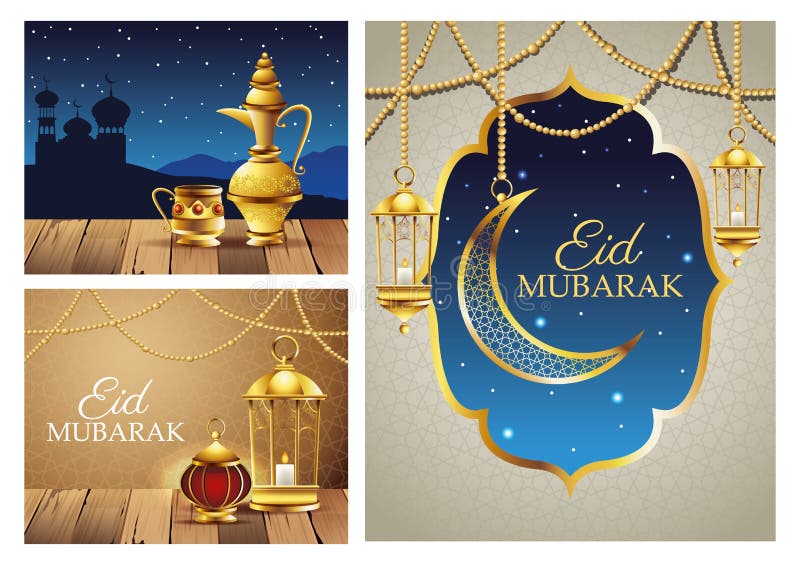 Ramadan kareem viering cards zetten scènes op stock illustratie Ramadan kareem viering cards zetten scènes op stock illustratie