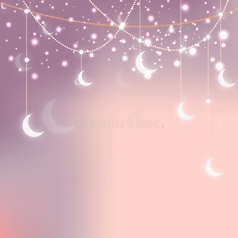 Blue Sky Background. Vector Illustration. Abstract Blur Bokeh Light  EffectRamadan Moon, Stars. Party Decoration. Golden Festive Gl Stock Vector  - Illustration of light, circle: 105700877