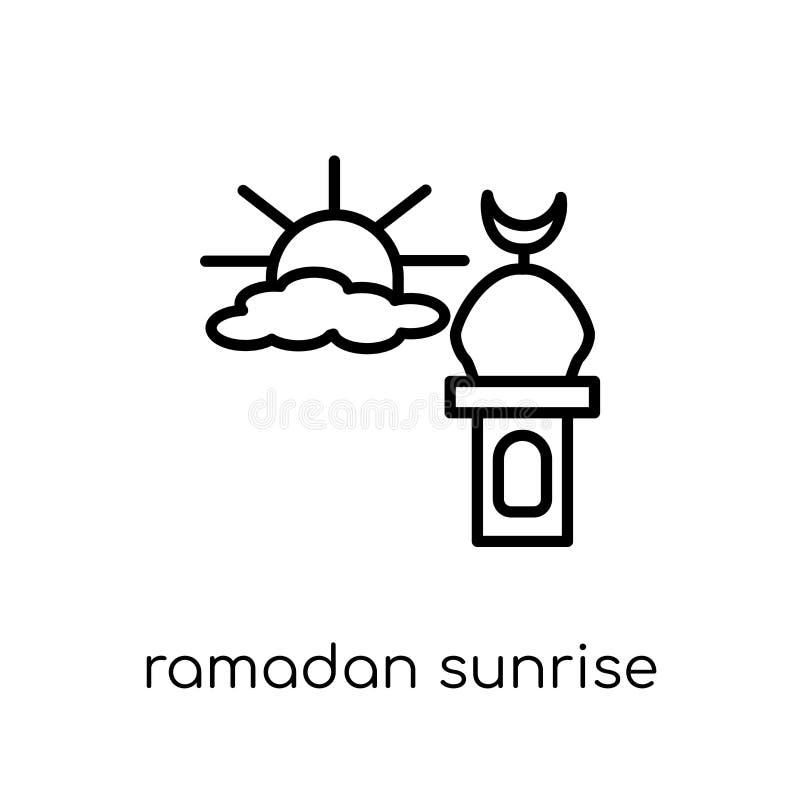 Ramadan Sunrise-pictogram In moderne vlakke lineaire vectorramadan S vector illustratie Ramadan Sunrise-pictogram In moderne vlakke lineaire vectorramadan S vector illustratie