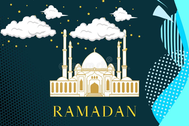  Ramadan  Themed Pixel  Art  Mosque Background Stock Vector 