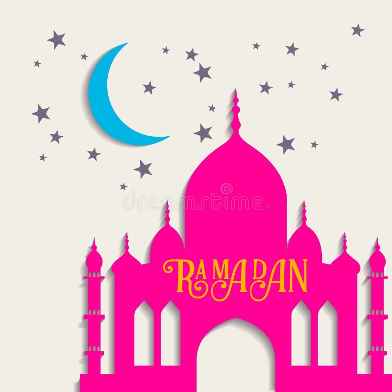 Ramadan Vector Greeting Card With Silhouette Of Mosque Vector M Stock