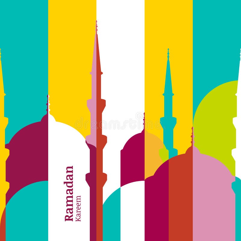 Ramadan vector greeting card with silhouette of mosque. Vector m vector illustration Ramadan vector greeting card with silhouette of mosque. Vector m vector illustration
