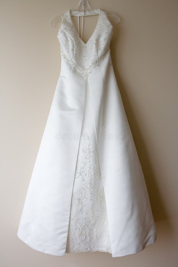 Hanging wedding dress or gown. Hanging wedding dress or gown