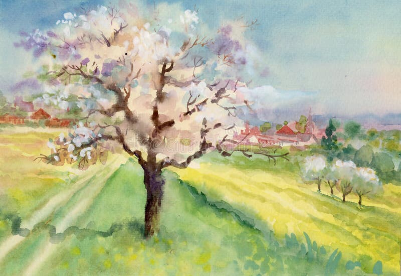 Ramassage d'horizontal d'aquarelle illustration libre de droits Ramassage d'horizontal d'aquarelle illustration libre de droits