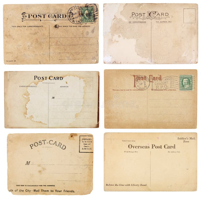 Ramassage de six cartes postales de cru photo libre de droits Ramassage de six cartes postales de cru photo libre de droits