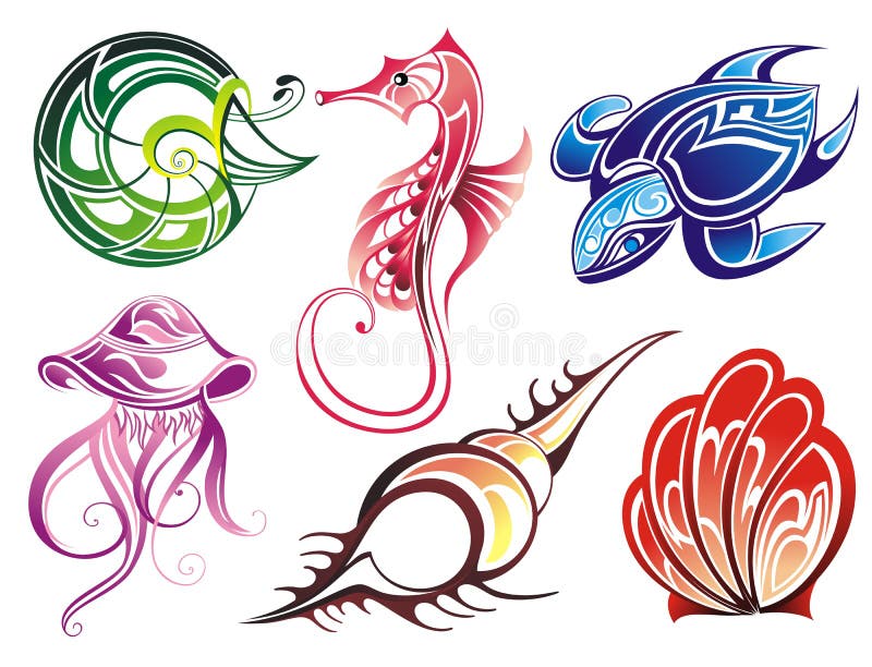 Ramassage de vecteur de seashells et d'animaux de mer illustration stock Ramassage de vecteur de seashells et d'animaux de mer illustration stock