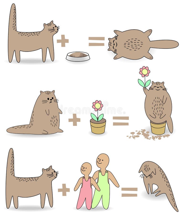 ramassage Le chat va jouer avec les enfants Alors l'animal devient triste Animal familier se reposant dans un pot de fleurs, mang illustration libre de droits ramassage Le chat va jouer avec les enfants Alors l'animal devient triste Animal familier se reposant dans un pot de fleurs, mang illustration libre de droits