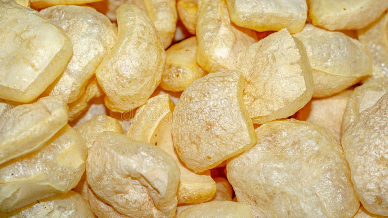 Rambak / Krecek / Jangek, traditional cracker from Indonesia made from cattle skin stock photo