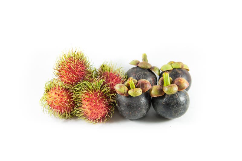 Rambutan and Mangosteen stock image. Image of market 41646277