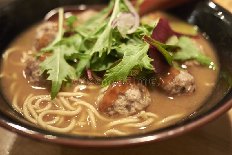 Ramen with meatballs stock photo. Image of healthy, bowl 111665626