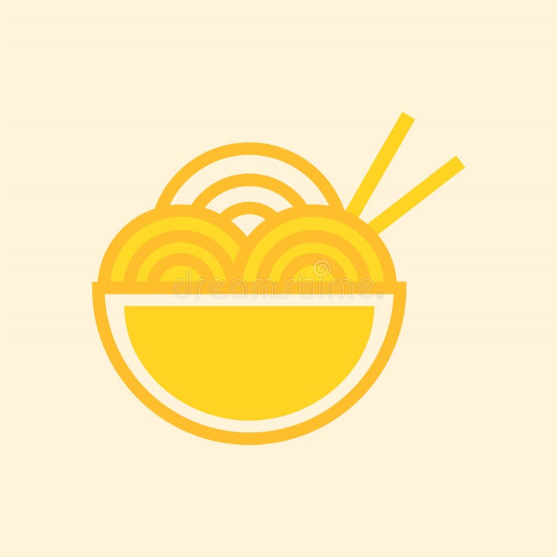 Soft Yellow Pastel Ramen Noodles Food Icon Pack Vector Illustration
