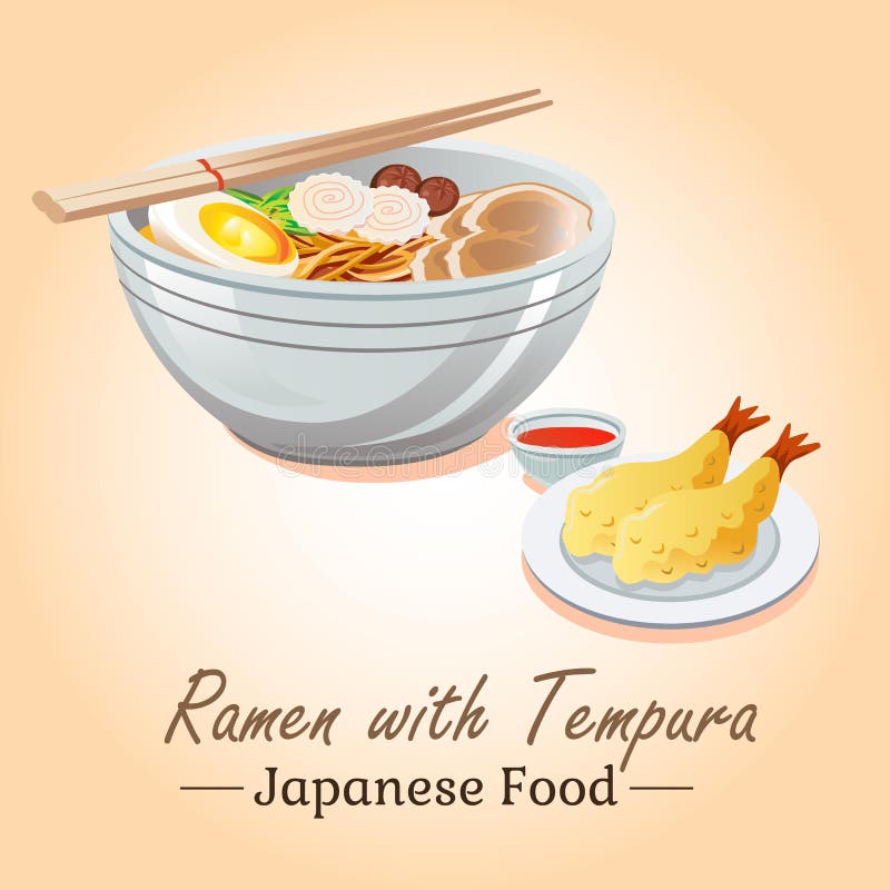 Ramen z tempura ilustracja wektor Ramen z tempura ilustracja wektor