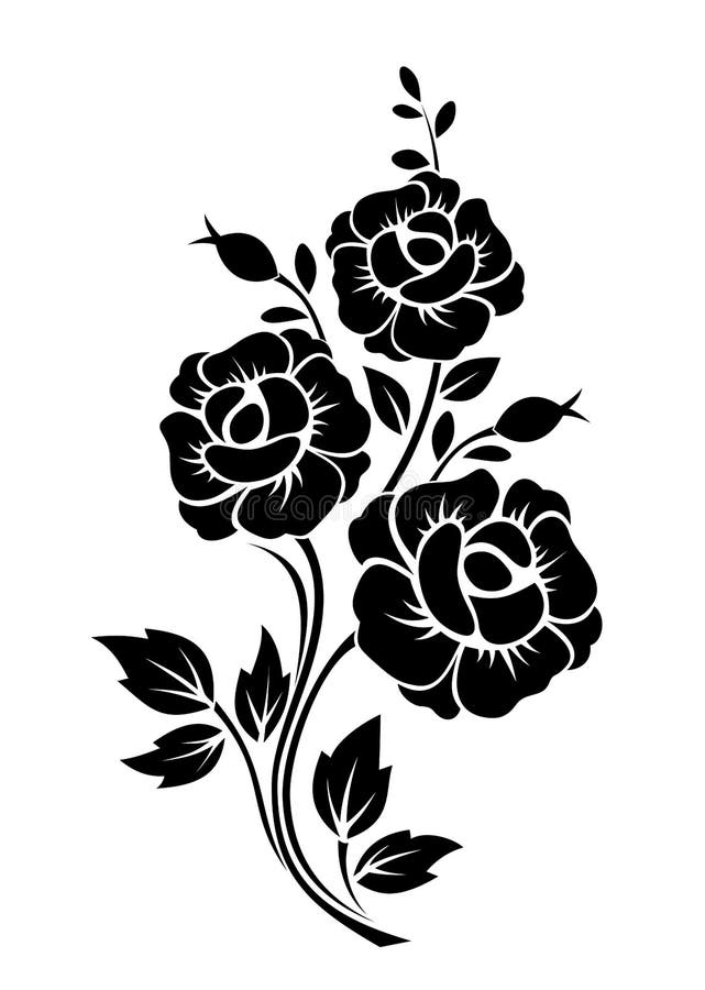 Ramifique Con Las Flores Silueta Negra Del Vector Ilustración del Vector -  Ilustración de contorno, vendimia: 42291099