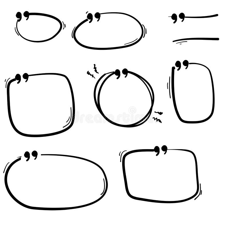 Ramka pudełka cytatu dla banerów, serwisów WWW Elementy Doodle. Ramka pudełka cytatu dla projektów, banerów, witryn internetowych Wyizolowane tło elementów modułu