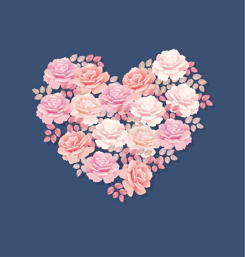 Ramo blando de la rosa del rosa del color en forma del corazón stock de ilustración Ramo blando de la rosa del rosa del color en forma del corazón stock de ilustración