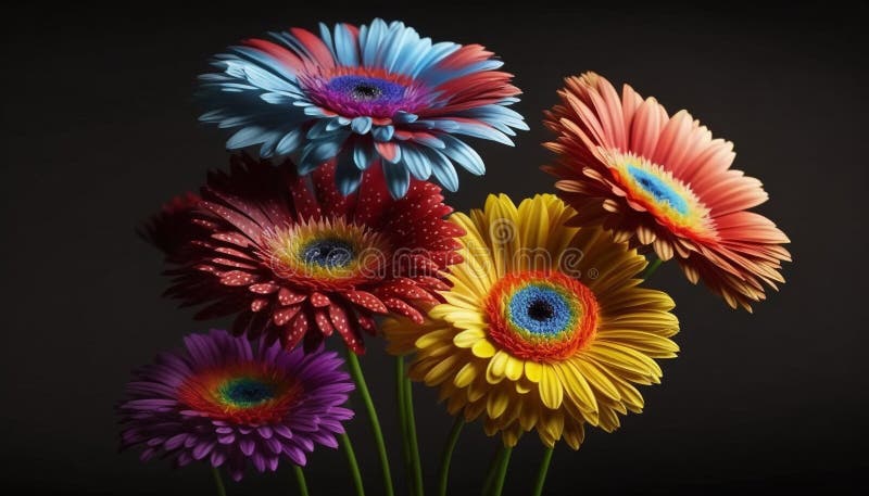Ramo de aroma generativo de gerberas coloridas stock de ilustración