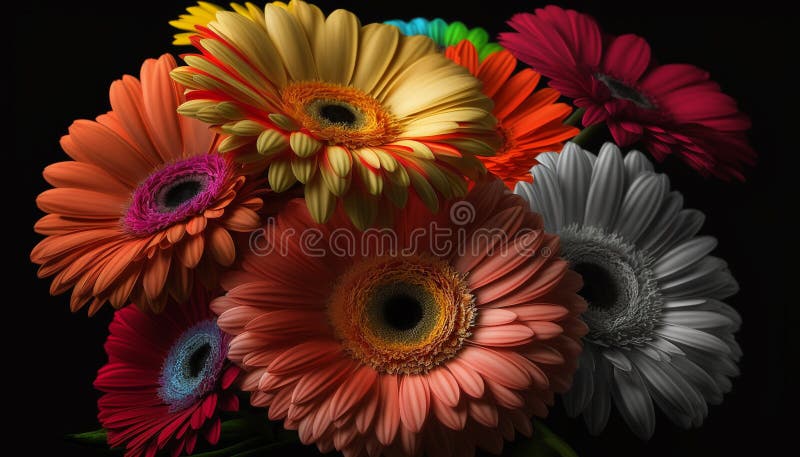 Ramo de aroma generativo de gerberas coloridas ilustración del vector