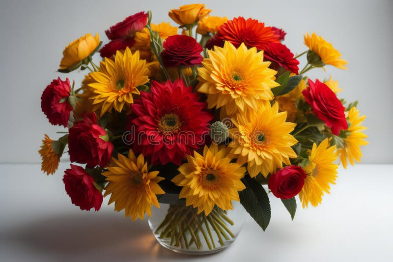 Ramo de gerberas de colores en jarrón sobre fondo blanco. ai generativo libre illustration