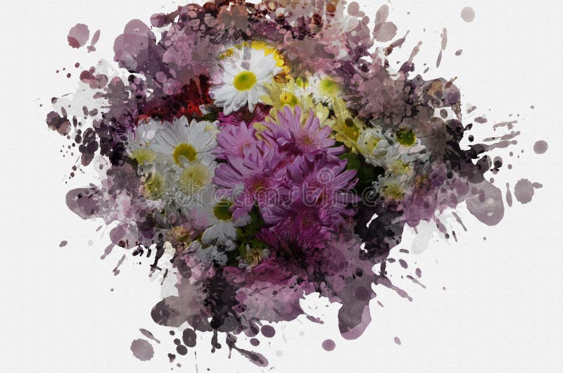 Ramo de gerberas coloridas. flores de amarillo rosa blanco. di libre illustration
