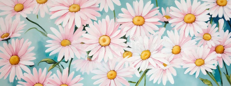 Ramo de hermosas daisies aisladas en un fondo rosa retro ilustración del vector