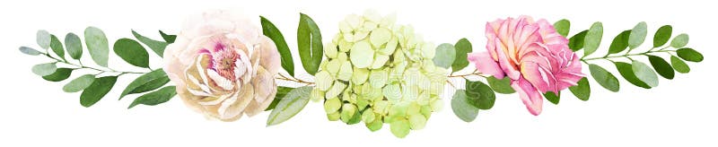 Ramo de la boda Peonía, hortensia y acuarela color de rosa IL de las flores libre illustration Ramo de la boda Peonía, hortensia y acuarela color de rosa IL de las flores libre illustration