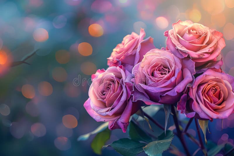 Ramo de rosas rosas rosas con fondo azul imágenes de archivo libres de regalías