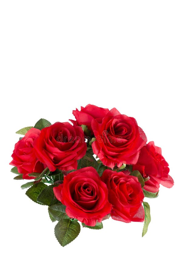 Ramo De Rosas Rojas Artificiales, Aislado Imagen de archivo - Imagen de  fondo, floral: 40921307