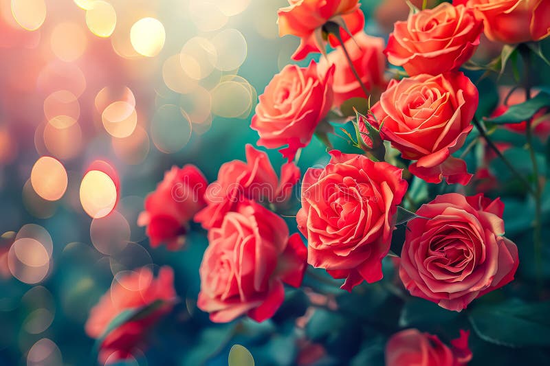 Ramo de rosas rojas con fondo azul imágenes de archivo libres de regalías