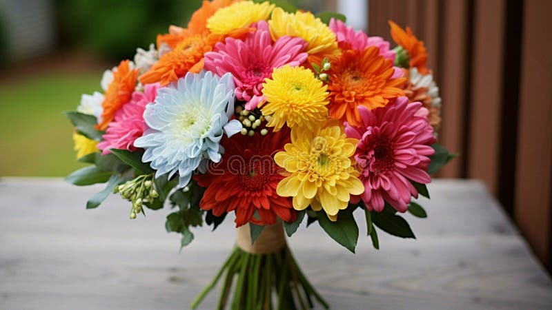 Ramo vibrante de daisies gerbera y crisantemo libre illustration