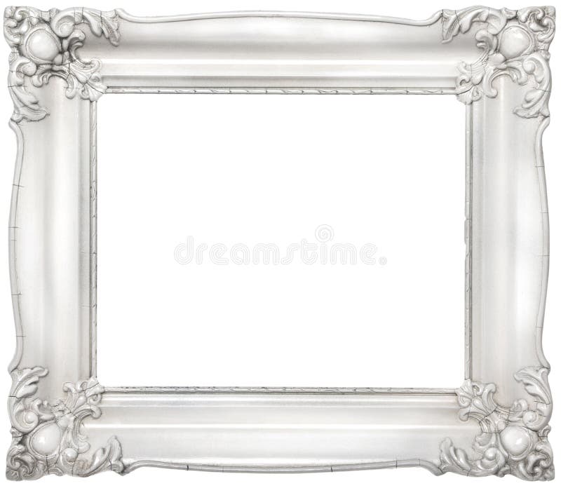 White decorative baroque frame isolated on white background. White decorative baroque frame isolated on white background