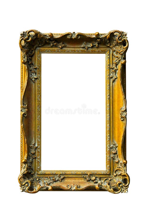 Old ornamental frame isolated included clipping path. Old ornamental frame isolated included clipping path