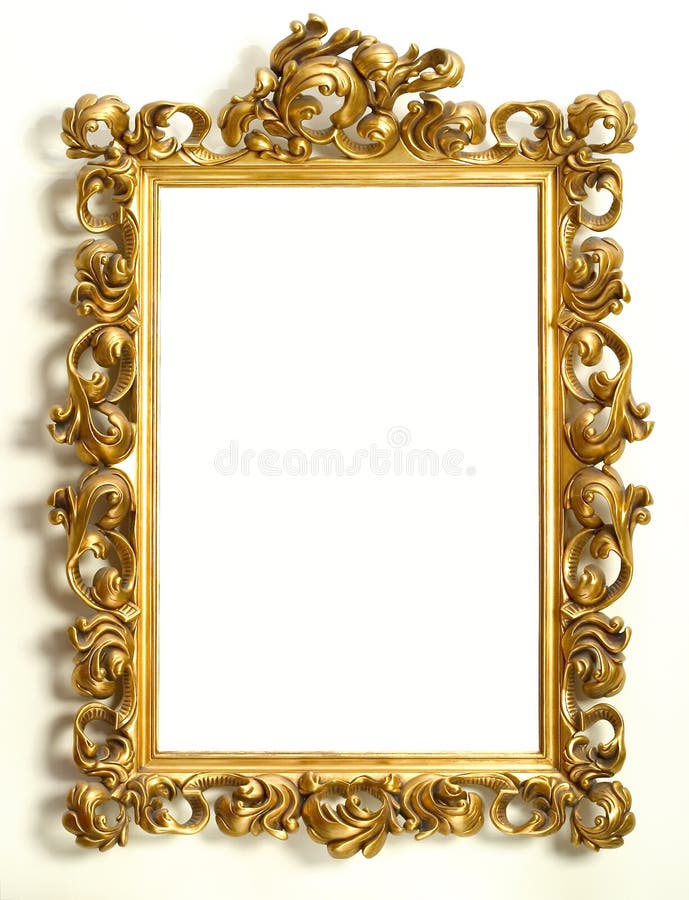 Gold antique frame on the wall. Gold antique frame on the wall